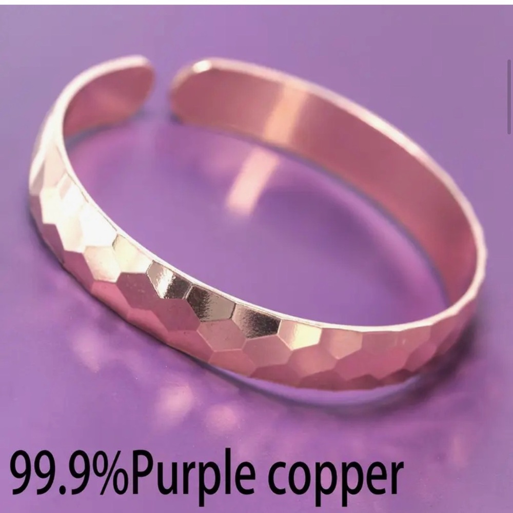 99.9% Purple Hammered Copper Cuff Bracelet